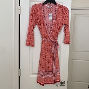 Wrap dress - pink red white - medium - new with tags NWT